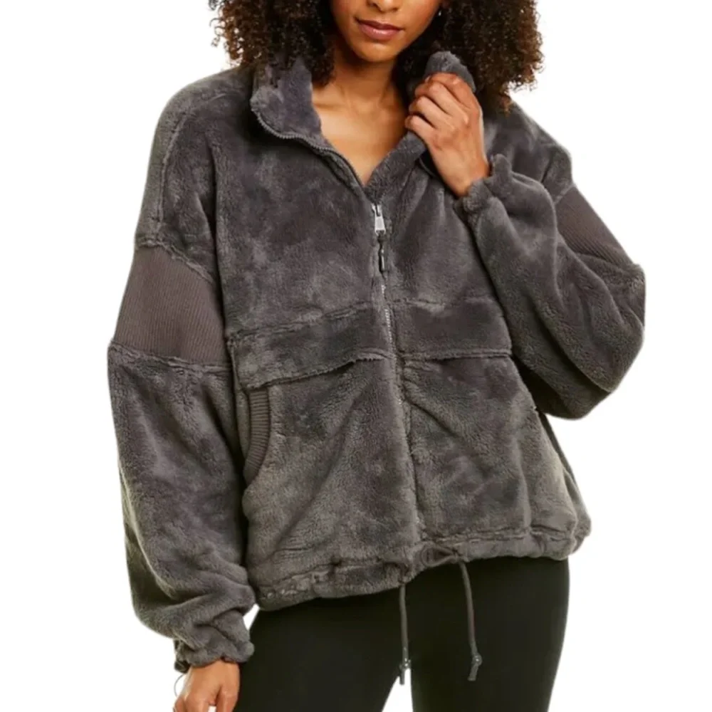 FP MOVEMENT SEEING STARS OVERSIZE FLEECE COZY GRAY SHORT JACKET SZ XS-S - Picture 2 of 12